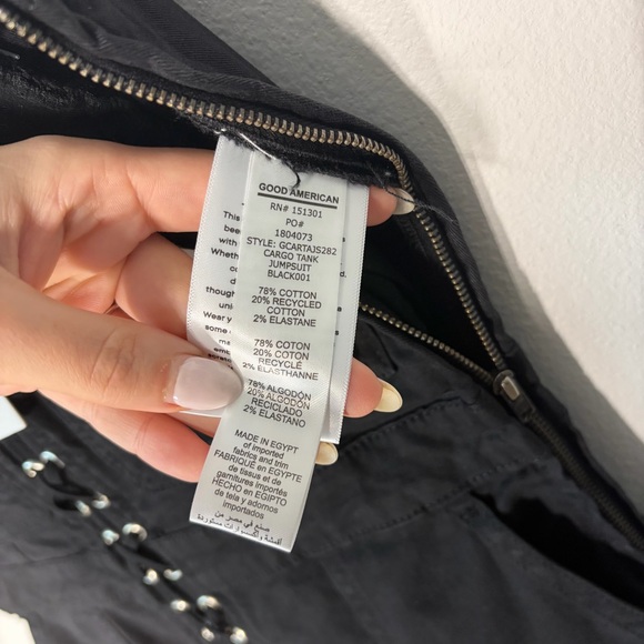 NWT Good American Black Denim Corset Utility Jumpsuit Wide Leg Size S - Picture 10 of 14